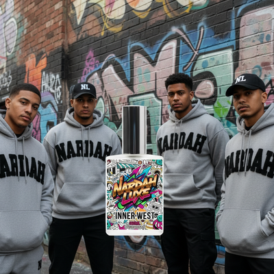 Inner-West fragrance with people wearing authentic Nardah Luxe hoodies